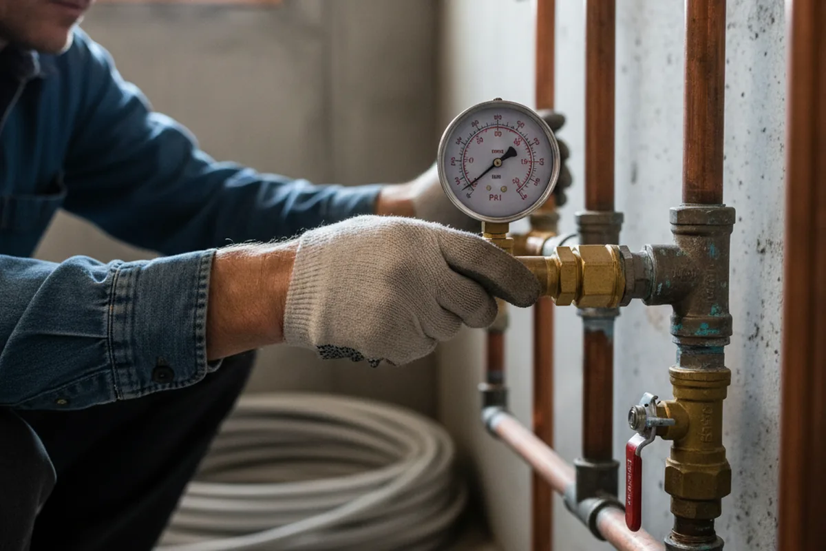 Pressure testing a repaired line during Water Line Repair in Killeen
